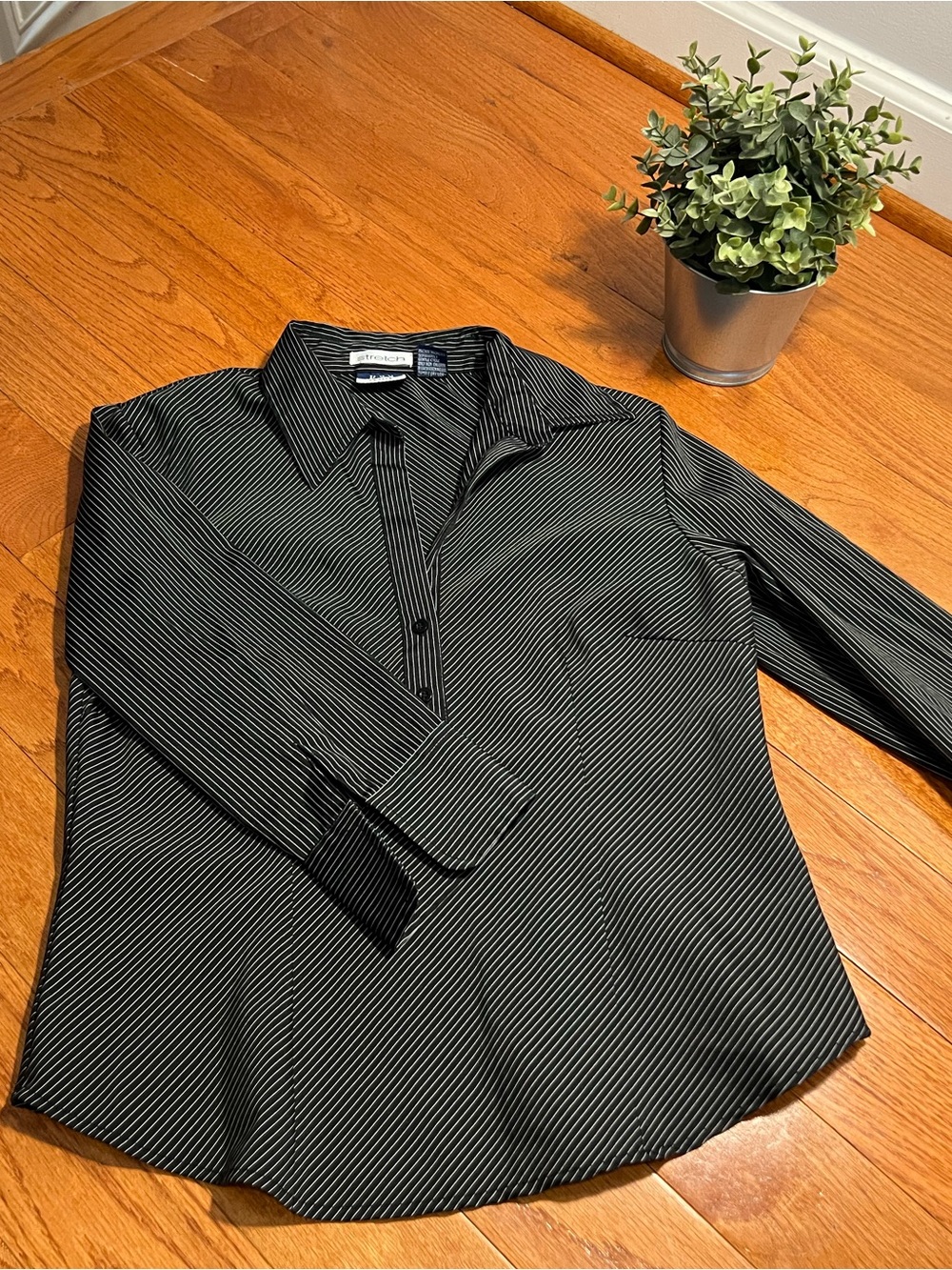 DCC Classic Black Pinstripe Button-Down Shirt - Women's